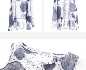 所然原創文藝精紡麻料水墨年輪印花套裝 流淌在織物上的時光詩畫